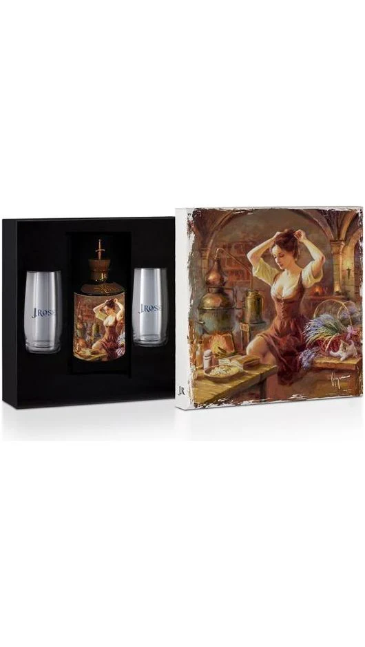 Luxury Box Con Cover Quadro + 1 Sangue Amaro 70cl J. Rose + 2 Bicchieri