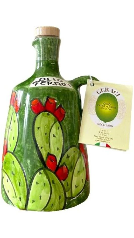 Nocellara del Belice Olio Extra Vergine Oliva - 500ml - Ceramica Fico d'India - Geraci